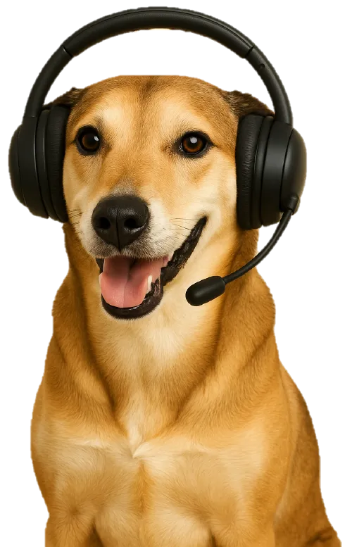 Telforce hond met headset