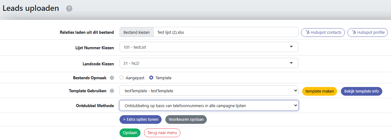 Telforce lead loader voor het uploaden van Excel-bestanden